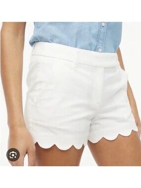 LOFT White Scalloped Hem Shorts